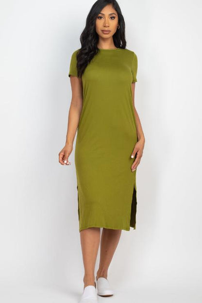 Side Slit Comfy Midi Dress - Wholesale Capella Apparel