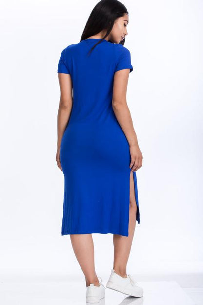 Side Slit Comfy Midi Dress - Wholesale Capella Apparel