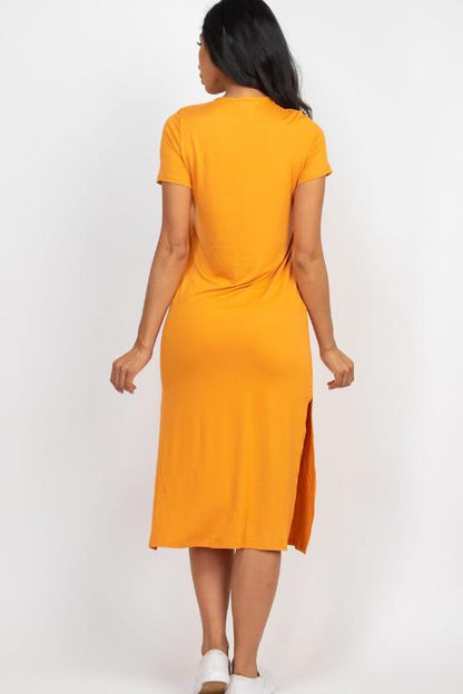 Side Slit Comfy Midi Dress - Wholesale Capella Apparel