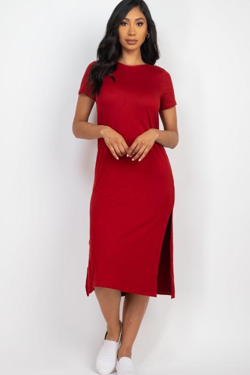 Side Slit Comfy Dress (CAPELLA) - Capella Apparel