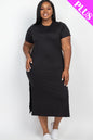 Plus Size Side Slit Comfy Dress - Wholesale Capella Apparel