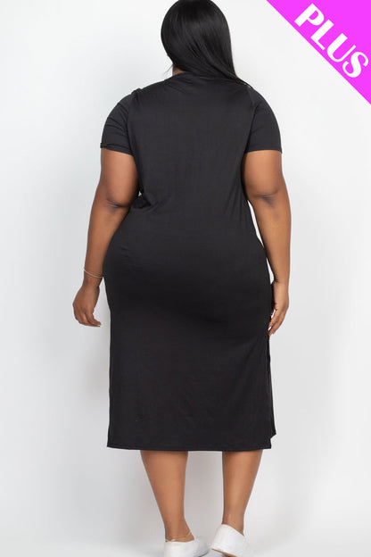 Plus Size Side Slit Comfy Dress (CAPELLA) - Capella Apparel