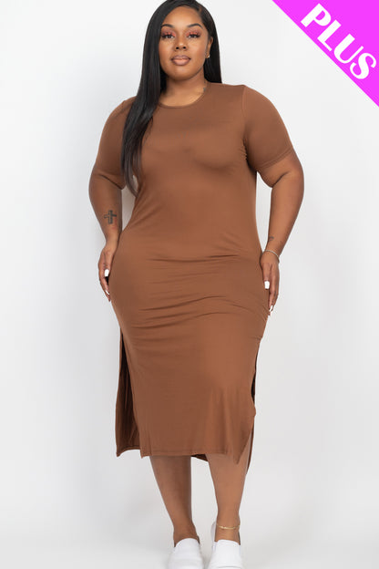 Plus Size Side Slit Comfy Dress - Wholesale Capella Apparel