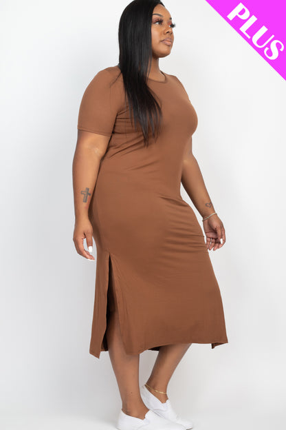 Plus Size Side Slit Comfy Dress - Wholesale Capella Apparel