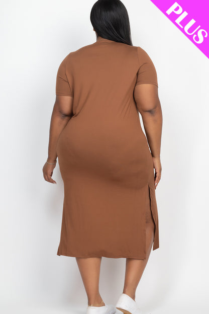 Plus Size Side Slit Comfy Dress - Wholesale Capella Apparel