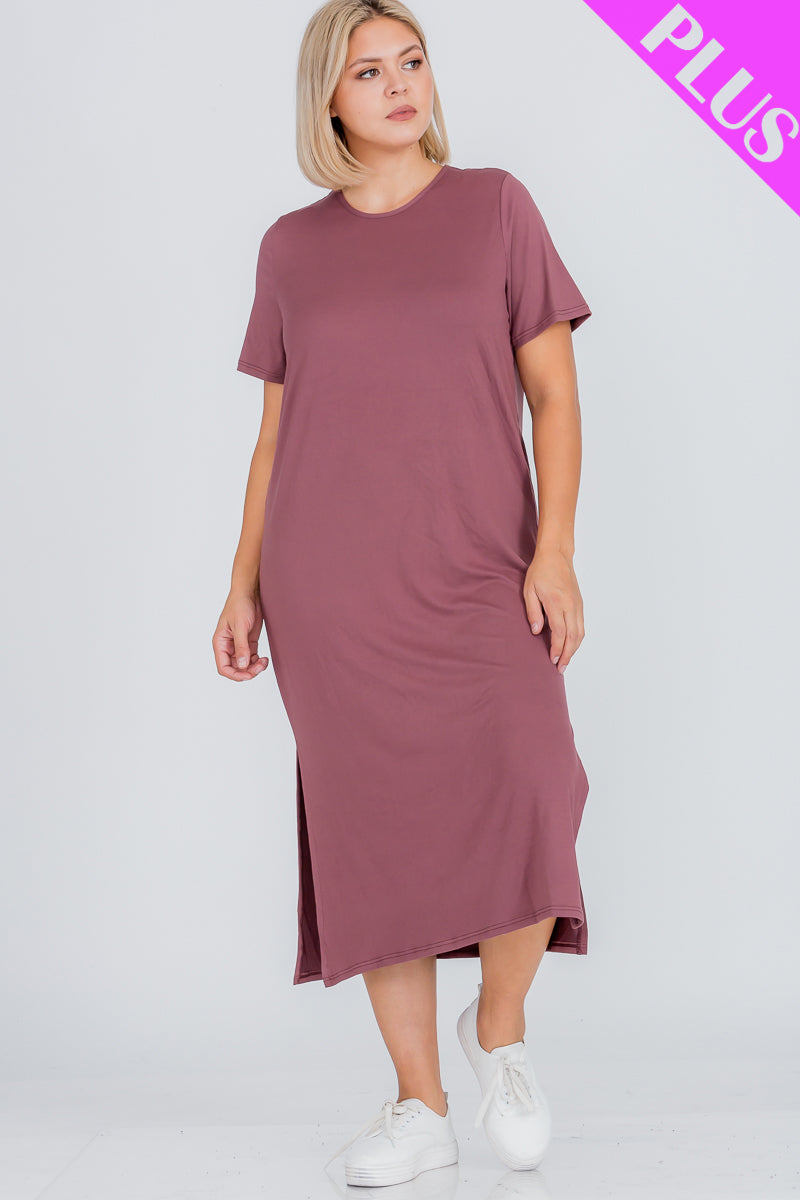 Plus Size Side Slit Comfy Dress - Wholesale Capella Apparel