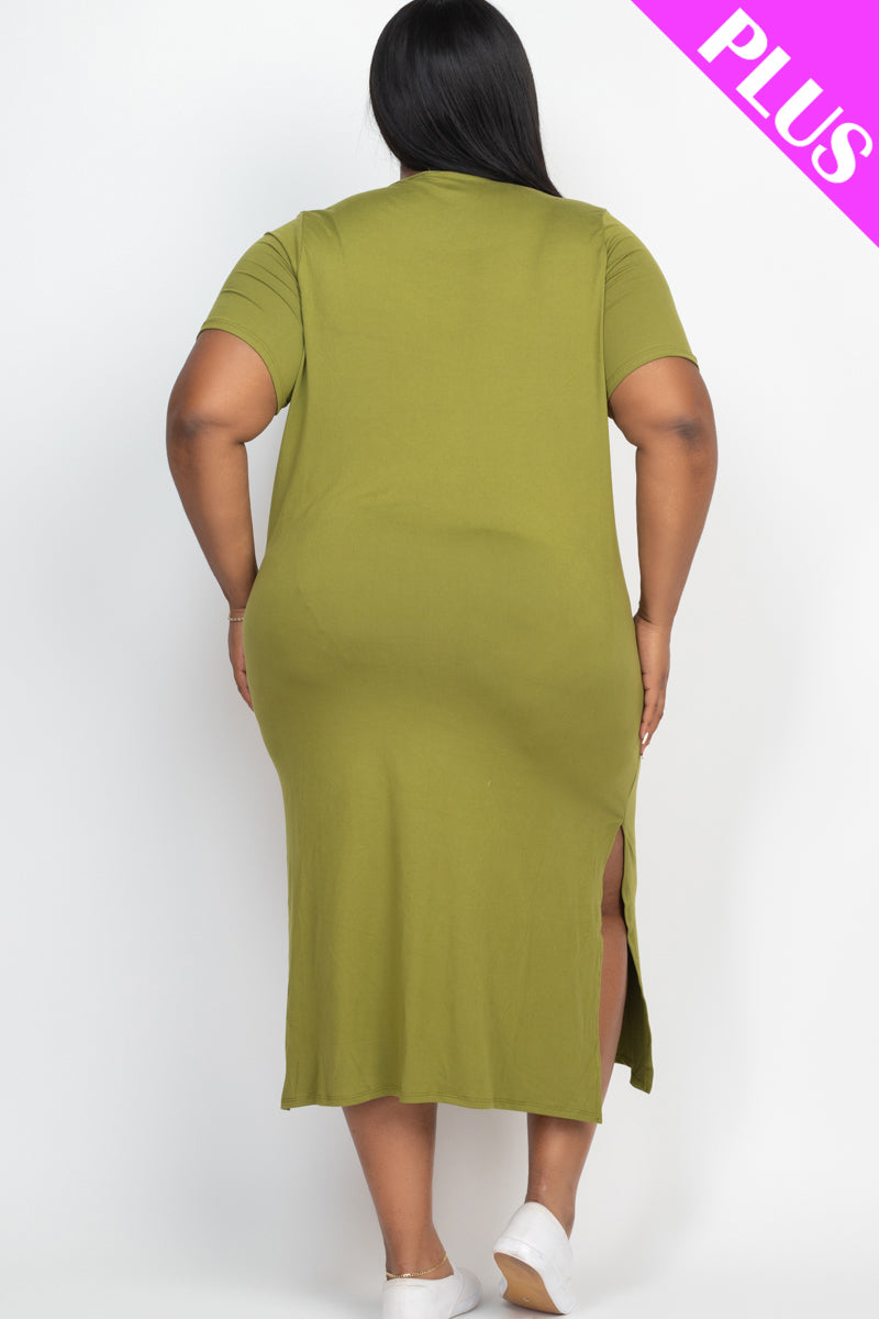 Plus Size Side Slit Comfy Dress - Wholesale Capella Apparel