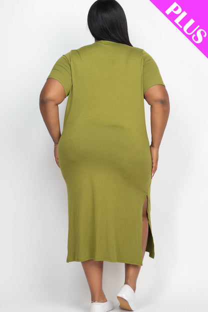 Plus Size Side Slit Comfy Dress (CAPELLA) - Capella Apparel