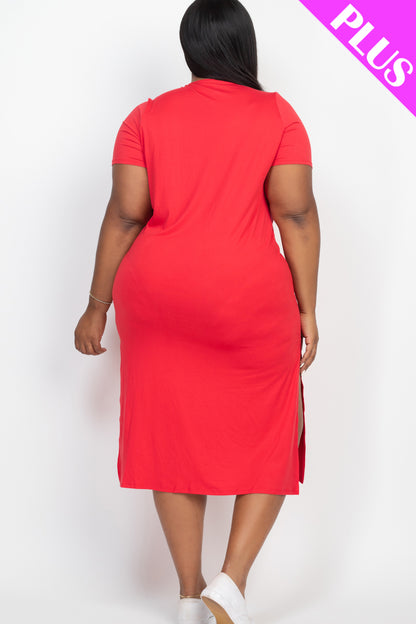 Plus Size Side Slit Comfy Dress - Wholesale Capella Apparel