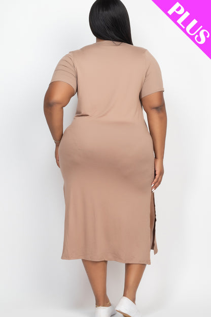 Plus Size Side Slit Comfy Dress - Wholesale Capella Apparel