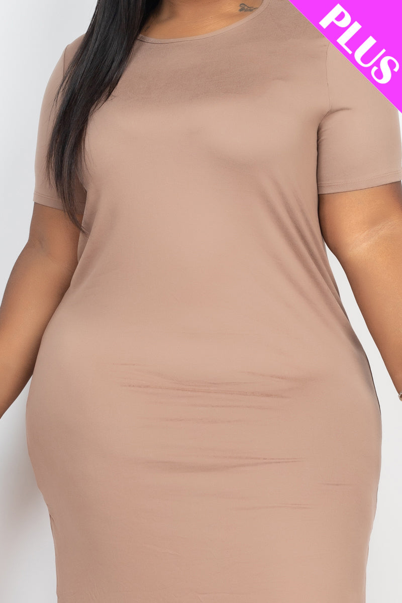 Plus Size Side Slit Comfy Dress - Wholesale Capella Apparel