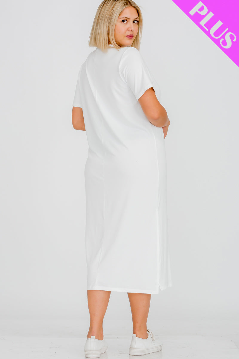 Plus Size Side Slit Comfy Dress - Wholesale Capella Apparel