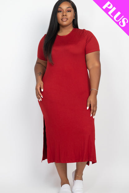 Plus Size Side Slit Comfy Dress - Wholesale Capella Apparel