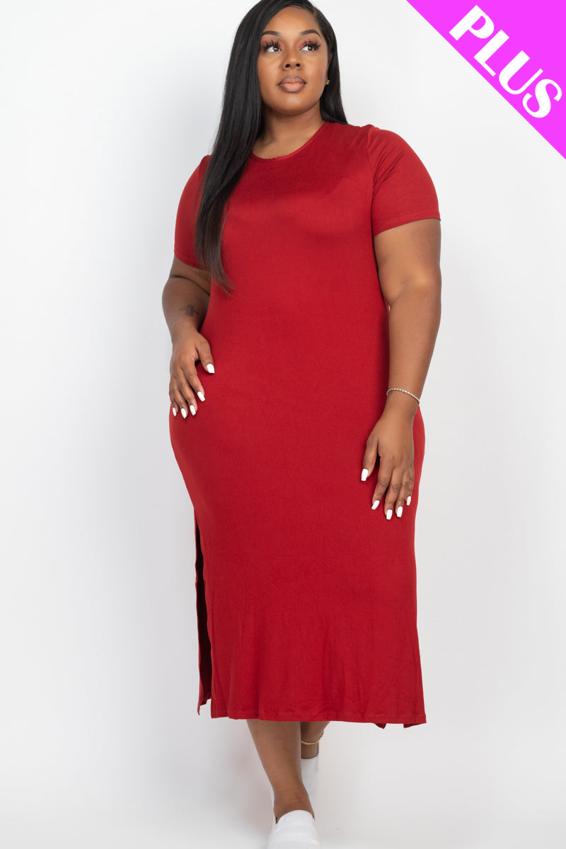 Plus Size Side Slit Comfy Dress - Wholesale Capella Apparel