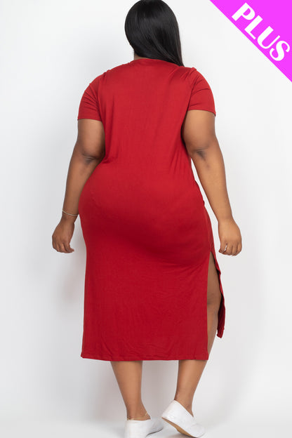 Plus Size Side Slit Comfy Dress - Wholesale Capella Apparel