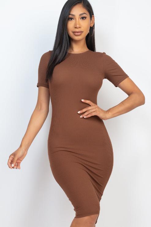 Ribbed Bodycon Midi Dress (CAPELLA) - Capella Apparel