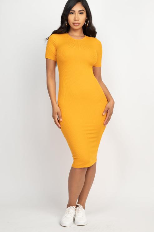 Ribbed Bodycon Midi Dress - Wholesale Capella Apparel