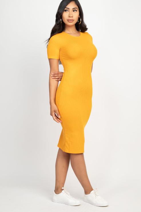 Ribbed Bodycon Midi Dress - Wholesale Capella Apparel