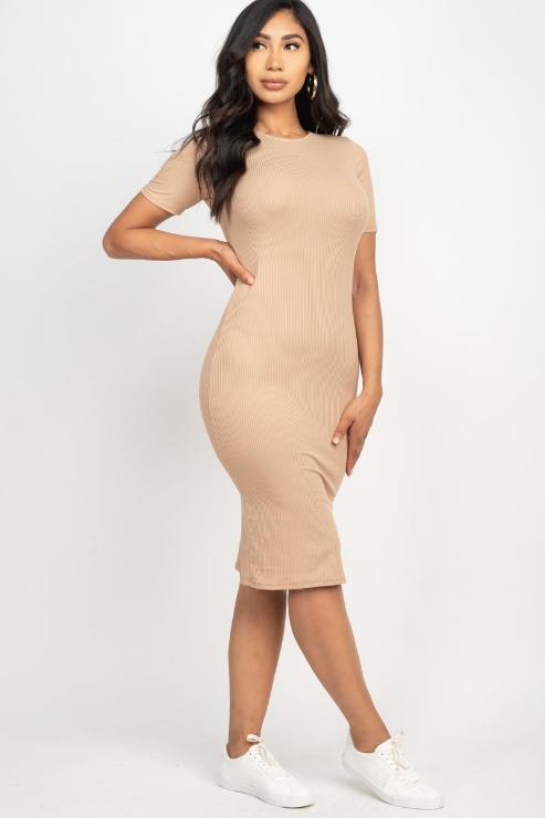 Ribbed Bodycon Midi Dress - Wholesale Capella Apparel