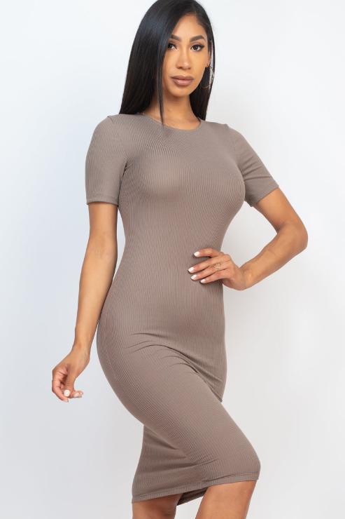 Ribbed Bodycon Midi Dress - Wholesale Capella Apparel