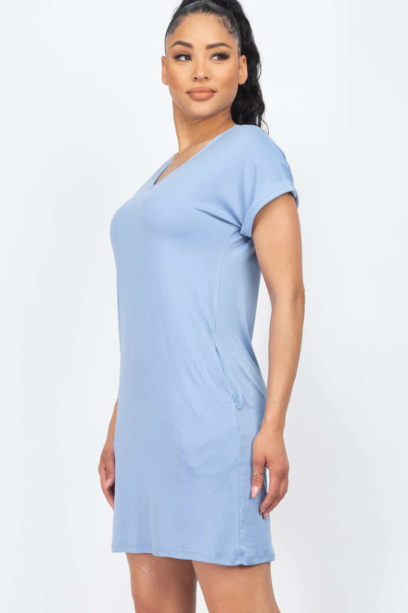 Cap Sleeve Pocket Mini Dress - Wholesale Capella Apparel