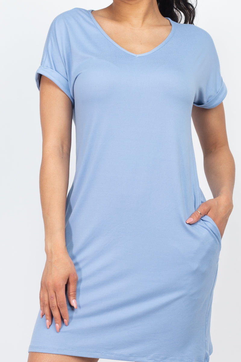 Cap Sleeve Pocket Mini Dress - Wholesale Capella Apparel