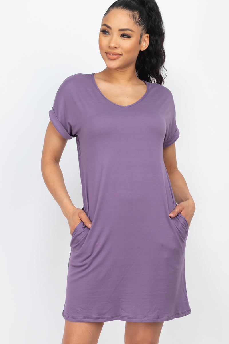 Cap Sleeve Pocket Mini Dress - Wholesale Capella Apparel