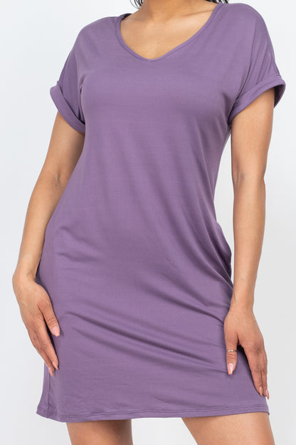 Cap Sleeve Pocket Mini Dress - Wholesale Capella Apparel