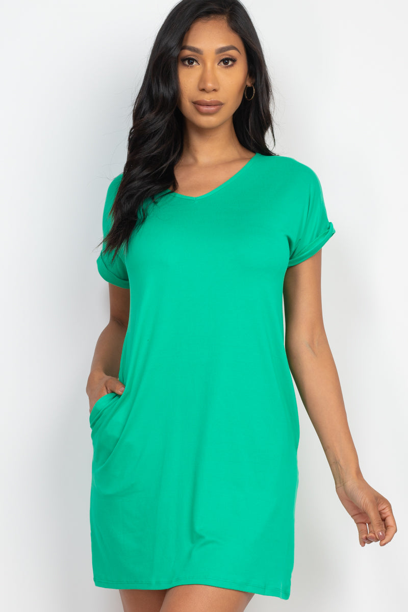 Cap Sleeve Pocket Mini Dress - Wholesale Capella Apparel