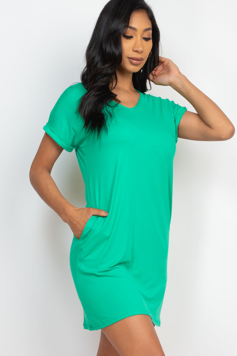 Cap Sleeve Pocket Mini Dress - Wholesale Capella Apparel