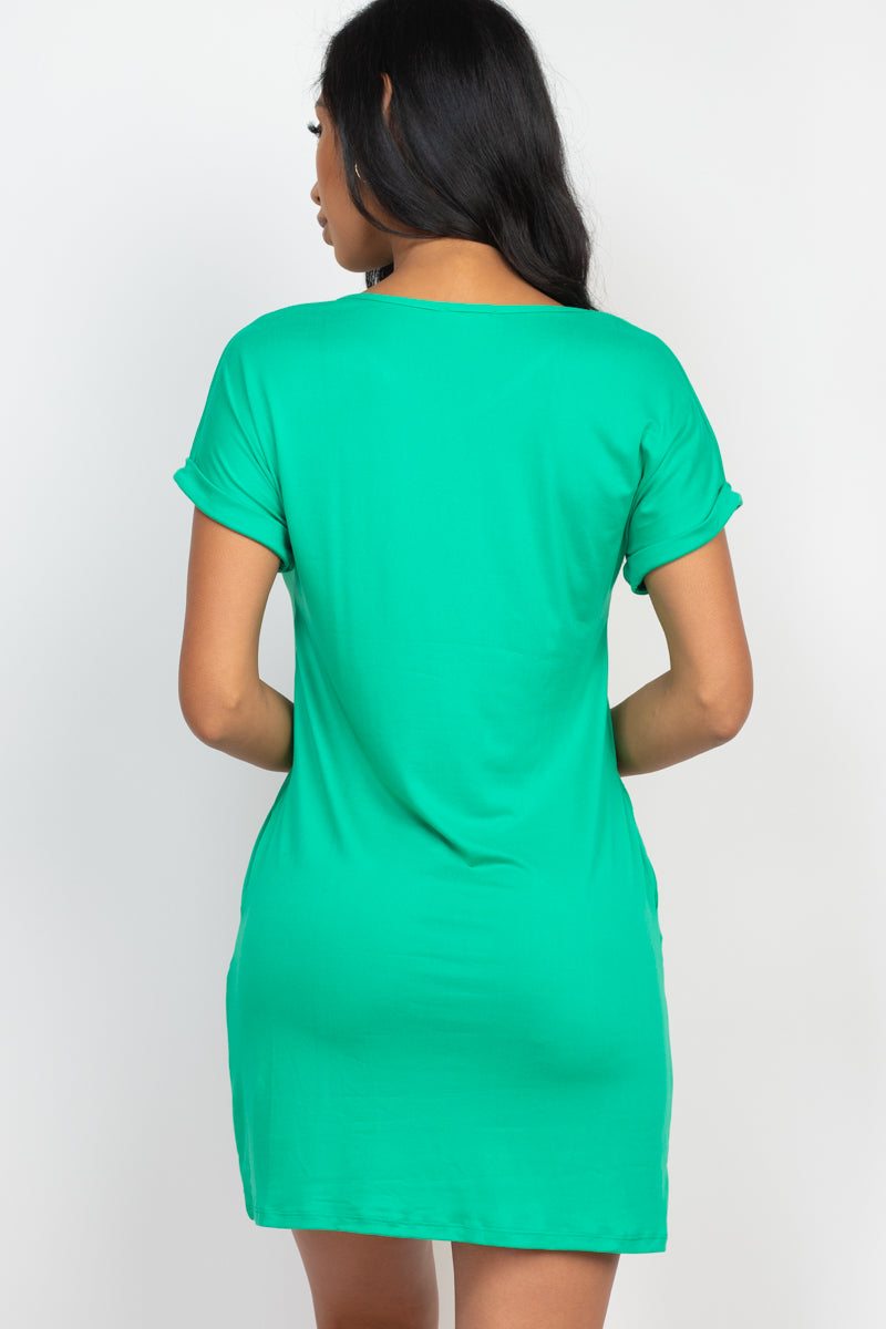 Cap Sleeve Pocket Mini Dress - Wholesale Capella Apparel