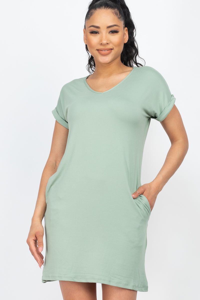 Cap Sleeve Pocket Mini Dress - Wholesale Capella Apparel