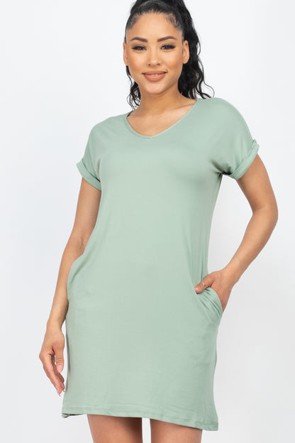 Cap Sleeve Pocket Mini Dress - Wholesale Capella Apparel