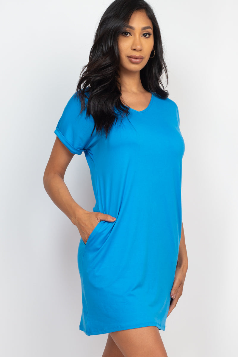 Cap Sleeve Pocket Mini Dress - Wholesale Capella Apparel