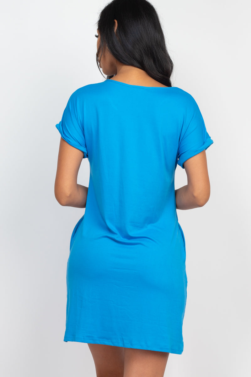 Cap Sleeve Pocket Mini Dress - Wholesale Capella Apparel