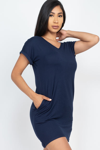 Cap Sleeve Pocket Mini Dress - Wholesale Capella Apparel