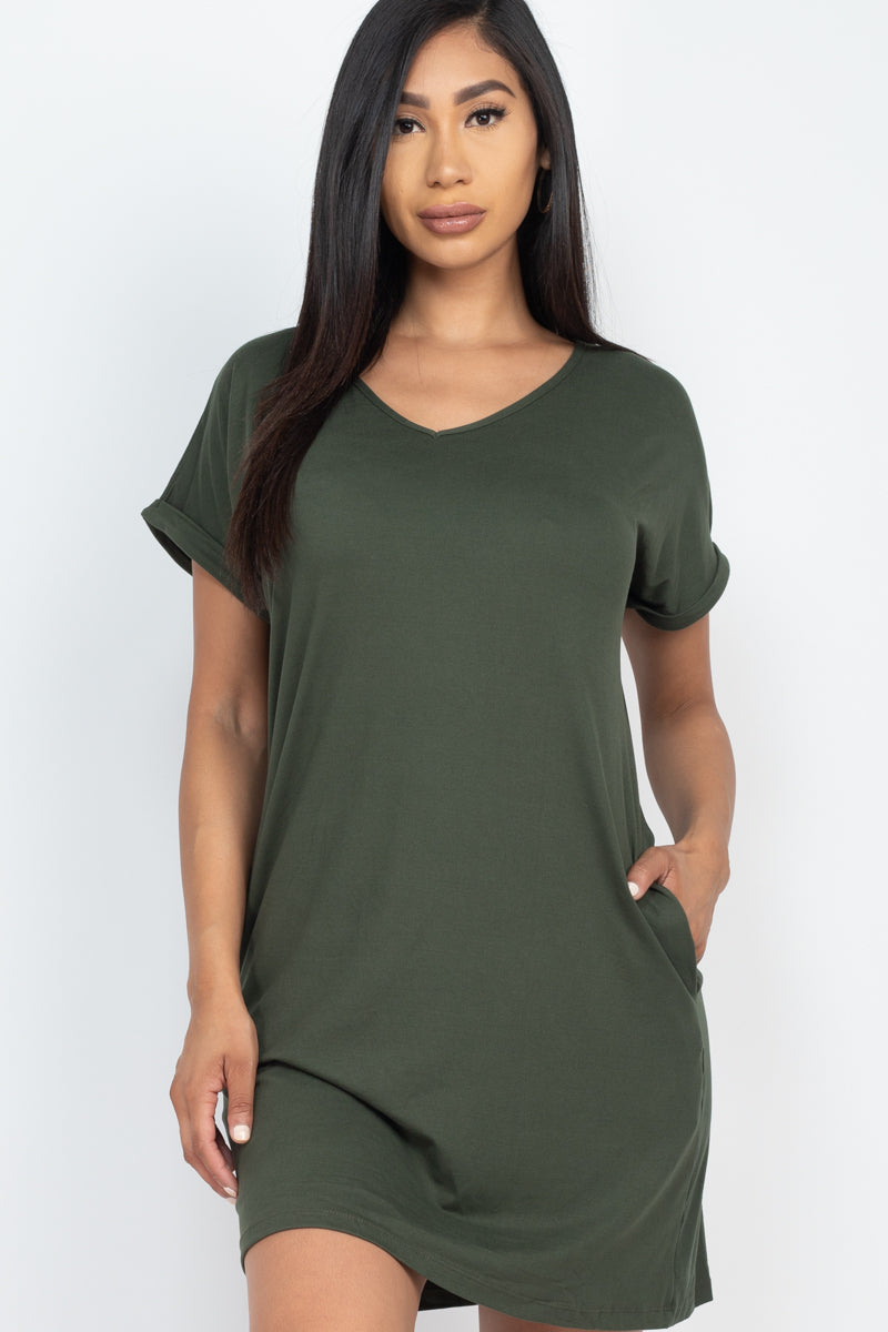 Cap Sleeve Pocket Mini Dress - Wholesale Capella Apparel