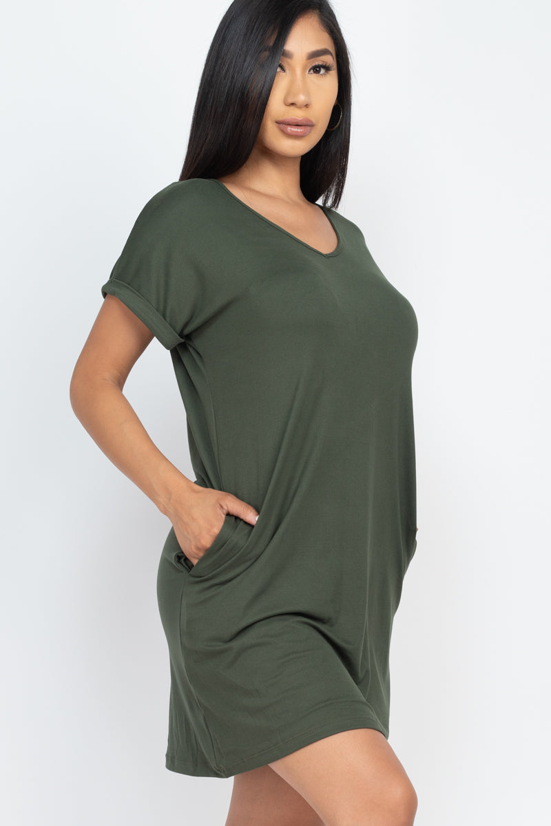 Cap Sleeve Pocket Mini Dress - Wholesale Capella Apparel