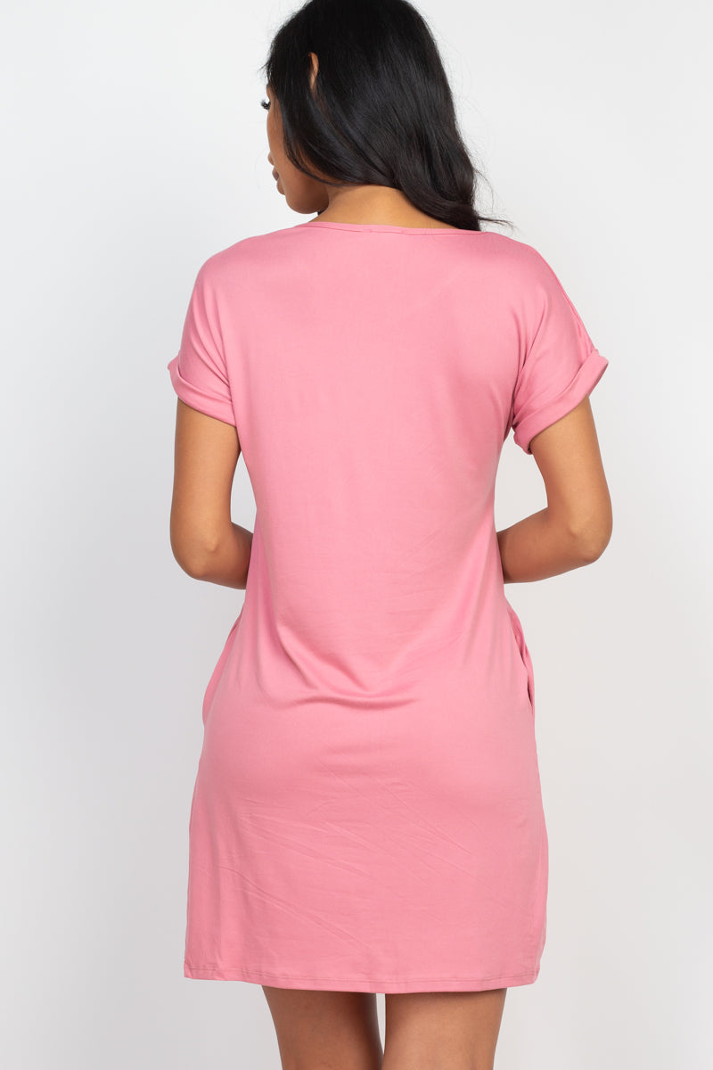 Cap Sleeve Pocket Mini Dress - Wholesale Capella Apparel