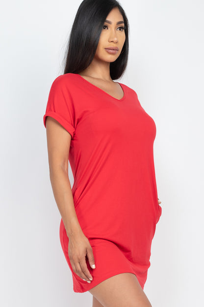 Cap Sleeve Pocket Mini Dress - Wholesale Capella Apparel