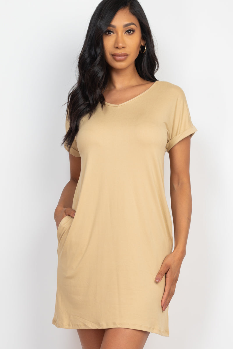 Cap Sleeve Pocket Mini Dress - Wholesale Capella Apparel