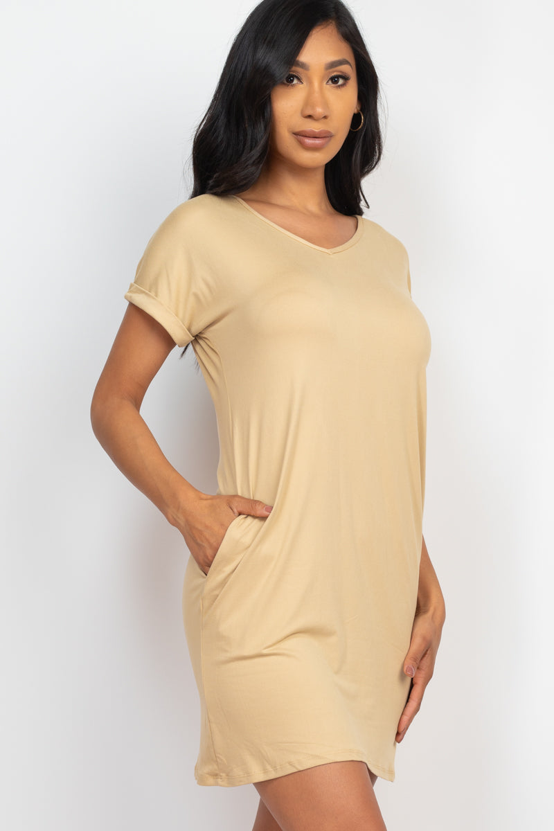 Cap Sleeve Pocket Mini Dress - Wholesale Capella Apparel