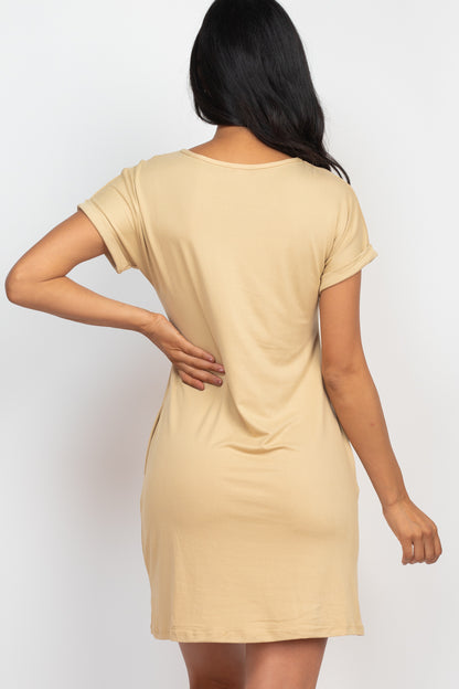 Cap Sleeve Pocket Mini Dress - Wholesale Capella Apparel