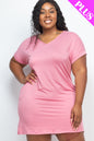 Plus Size Cap Sleeve Pocket Mini Dress - Capella Apparel Wholesale