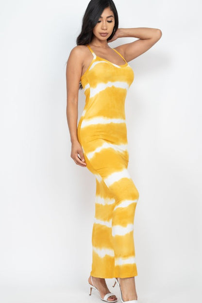 Stripe Tie-Dye Printed Maxi Dress - Wholesale Capella Apparel