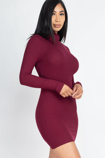 Ribbed Mock Neck Bodycon Mini Dress (CAPELLA) - Capella Apparel