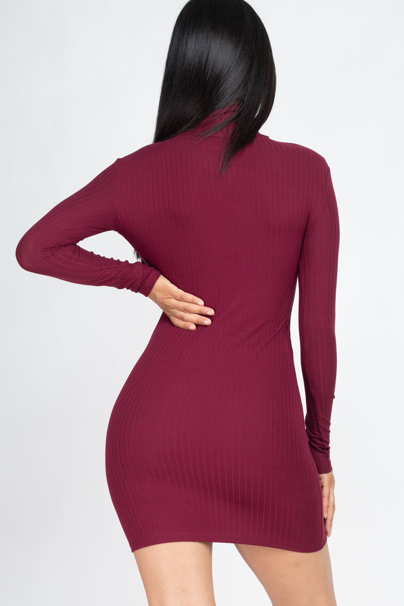 Ribbed Mock Neck Bodycon Mini Dress (CAPELLA) - Capella Apparel