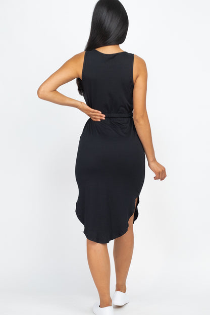 Drawstring Sleeveless Midi Dress - Wholesale Capella Apparel