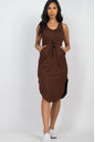 Drawstring Sleeveless Midi Dress - Wholesale Capella Apparel