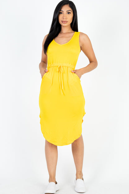 Drawstring Sleeveless Midi Dress - Wholesale Capella Apparel